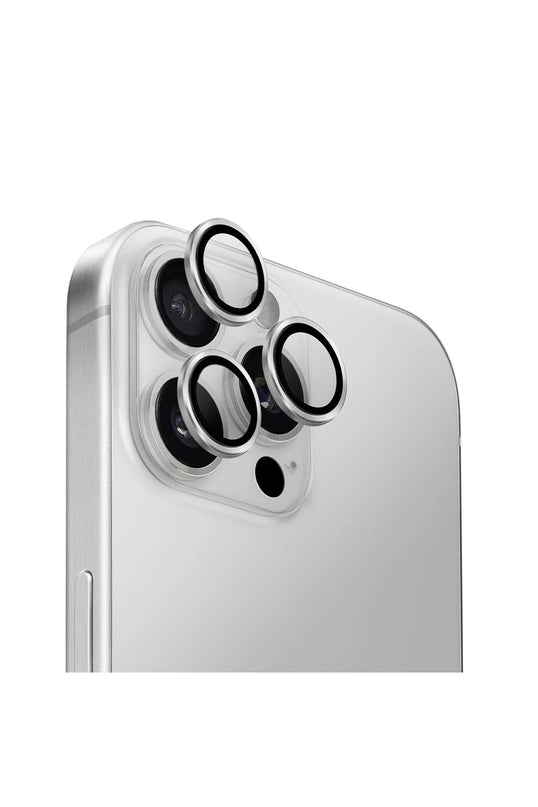 iPhone 16 Pro Max Optix Aluguard Alüminyum Kamera Lens Koruyucu - Gümüş