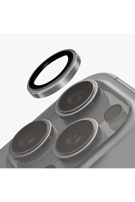 iPhone 16 Pro Max Optix Prime Çelik Çerçeveli Sapphire Kamera Lens Koruyucu - Gri