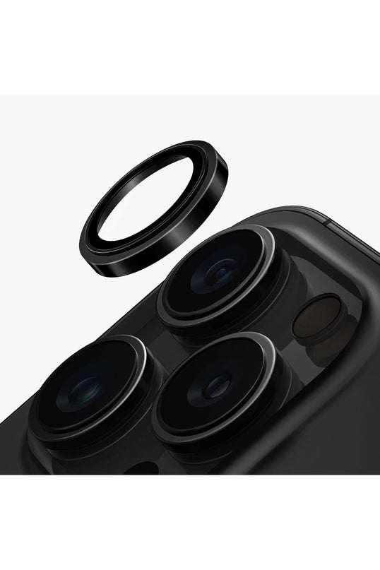 iPhone 16 Pro Max Optix Prime Çelik Çerçeveli Sapphire Kamera Lens Koruyucu - Siyah