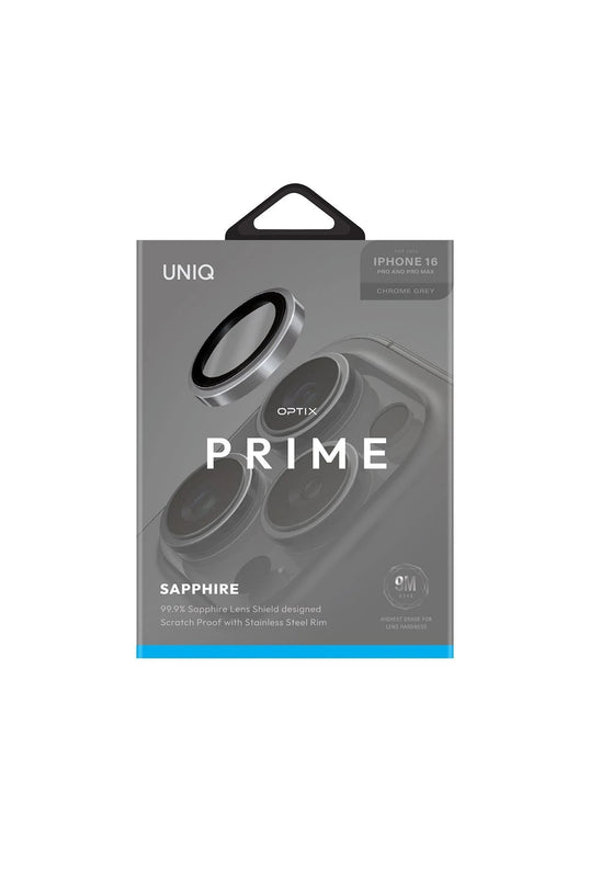 iPhone 16 Pro Max Optix Prime Çelik Çerçeveli Sapphire Kamera Lens Koruyucu - Gri 2