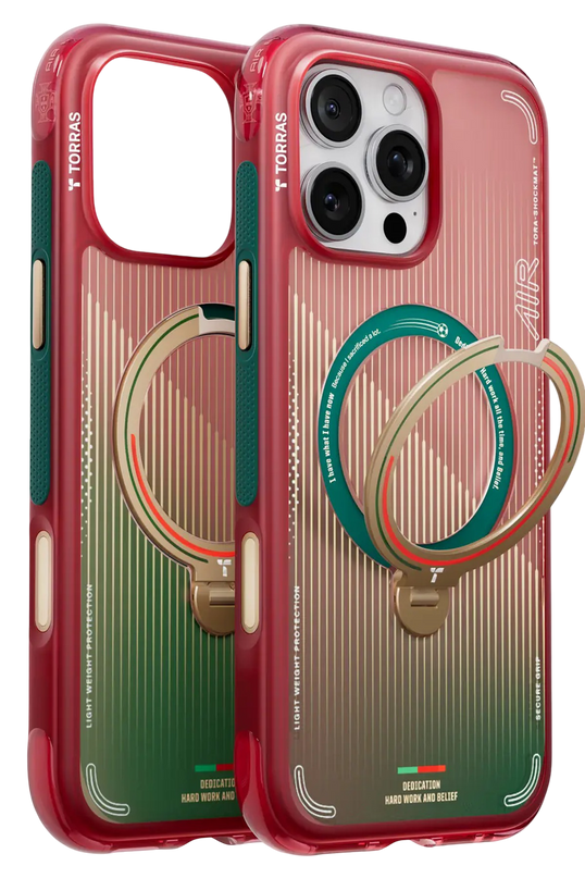 iPhone 16 Pro Max OStand Q3 Air World Cup Serisi Magsafe Kılıf - Kırmızı-Yeşil