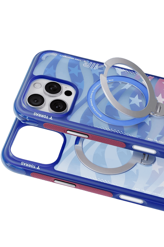iPhone 16 Pro Max OStand Q3 Air World Cup Serisi Magsafe Kılıf - Kırmızı-Mavi 2