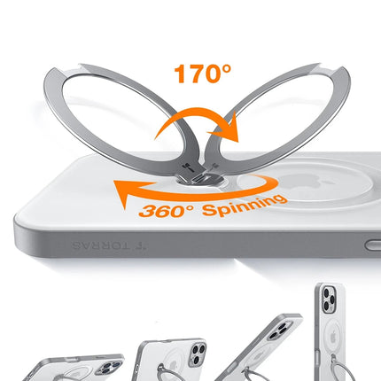 iPhone 16 Pro O Stand Spin Serisi Magsafe Kılıf - Titan Gri 5