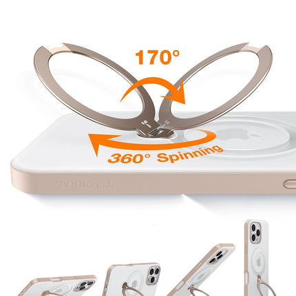 iPhone 16 Pro O Stand Spin Serisi Magsafe Kılıf - Çöl Titanyum 4