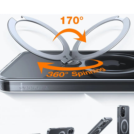 iPhone 16 Pro O Stand Spin Serisi Magsafe Kılıf - Şeffaf 4