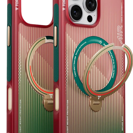 iPhone 16 Pro OStand Q3 Air World Cup Serisi Magsafe Kılıf - Kırmızı-Yeşil