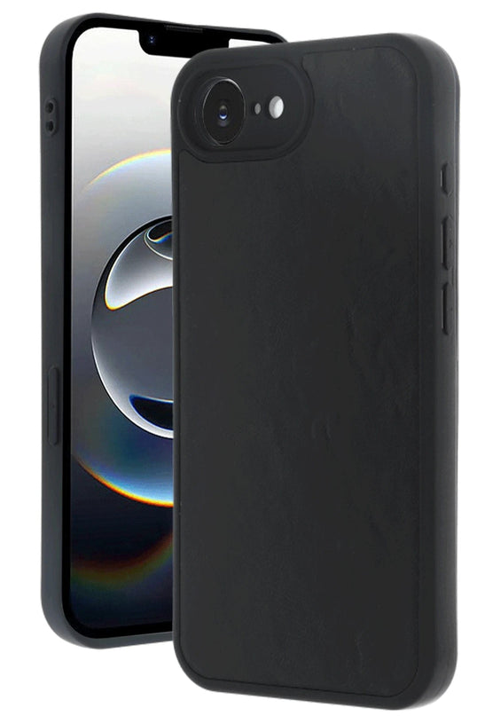 iPhone 16E Aras Deri Kapak Kılıf - Siyah