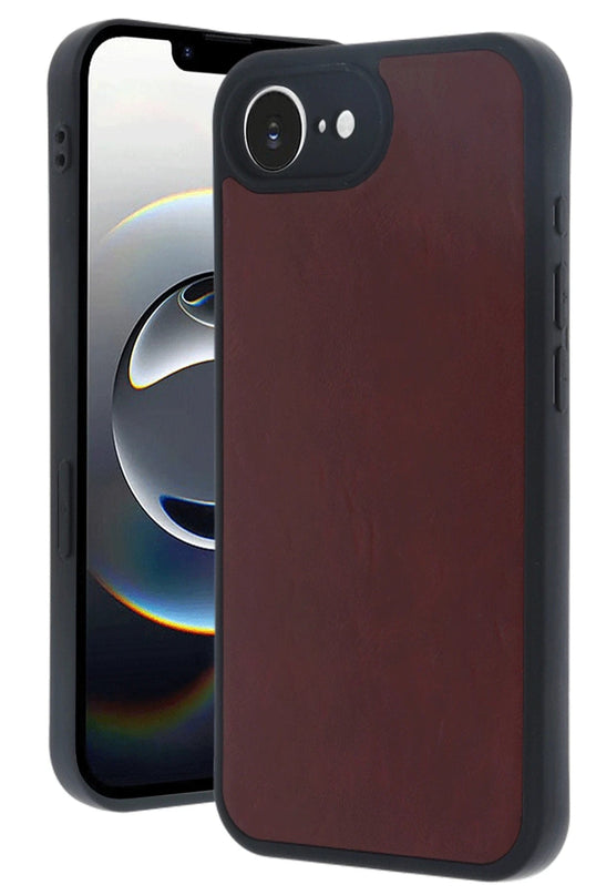 iPhone 16E Aras Deri Kapak Kılıf - Bordo