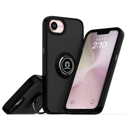 iPhone 16E Montreal Yüzüklü Silikon Kapak Kılıf - Siyah