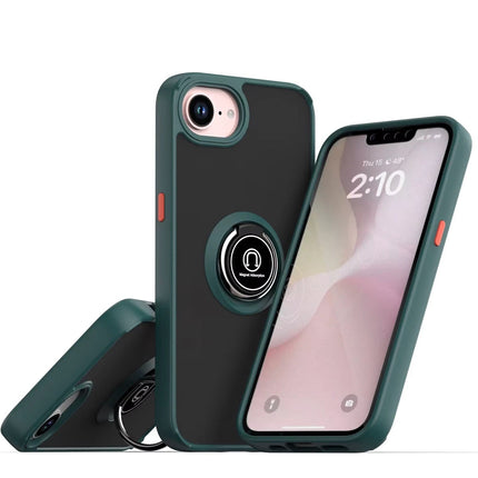 iPhone 16E Montreal Yüzüklü Silikon Kapak Kılıf - Yeşil