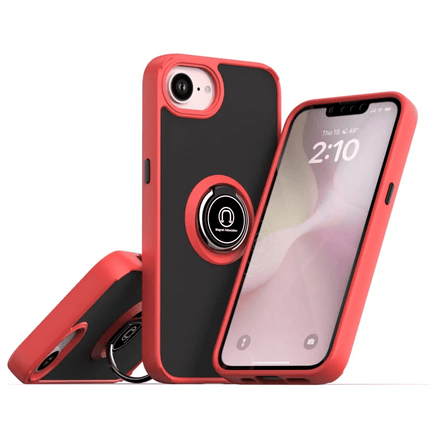 iPhone 16E Montreal Yüzüklü Silikon Kapak Kılıf - Kırmızı