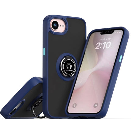 iPhone 16E Montreal Yüzüklü Silikon Kapak Kılıf - Lacivert