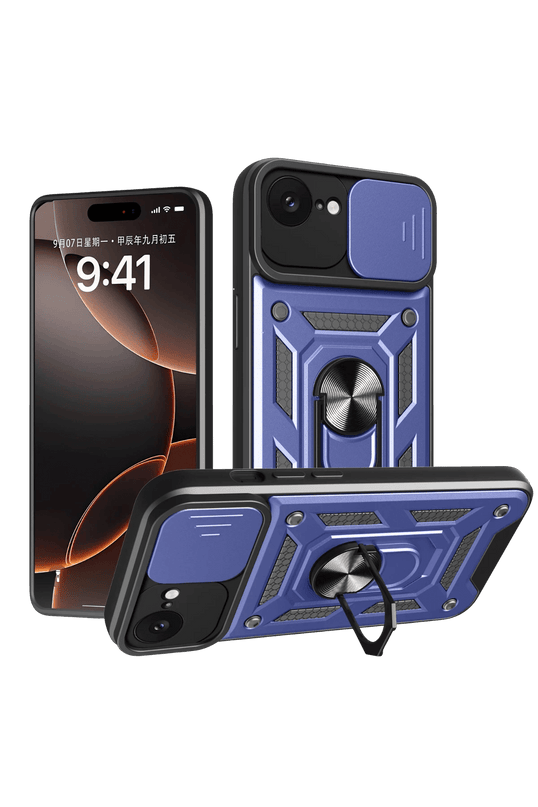 iPhone 16E Pars Lens Yüzüklü Silikon Kılıf - Lacivert