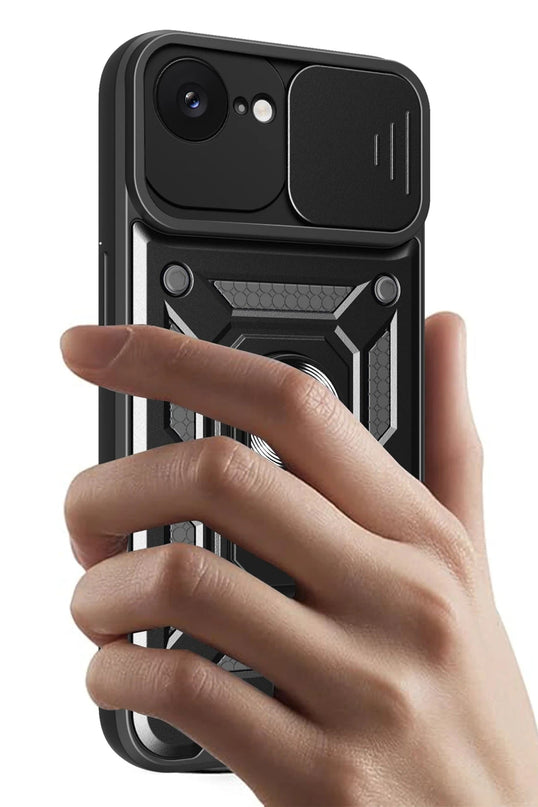 iPhone 16E Pars Lens Yüzüklü Silikon Kılıf - Siyah 3