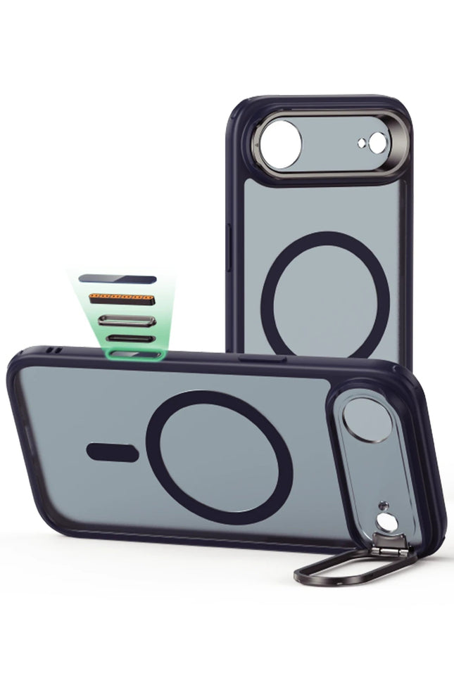 iPhone 17 Air Classic Hybrid Magsafe Standlı Kapak Kılıf - Mavi 2