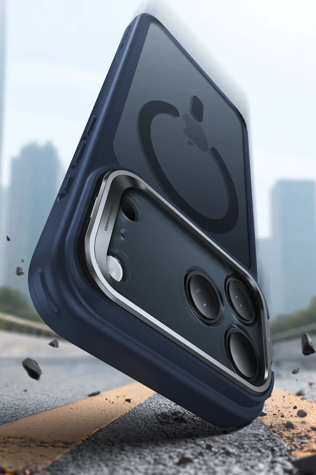 iPhone 17 Air Classic Hybrid Magsafe Standlı Kapak Kılıf - Mavi 3