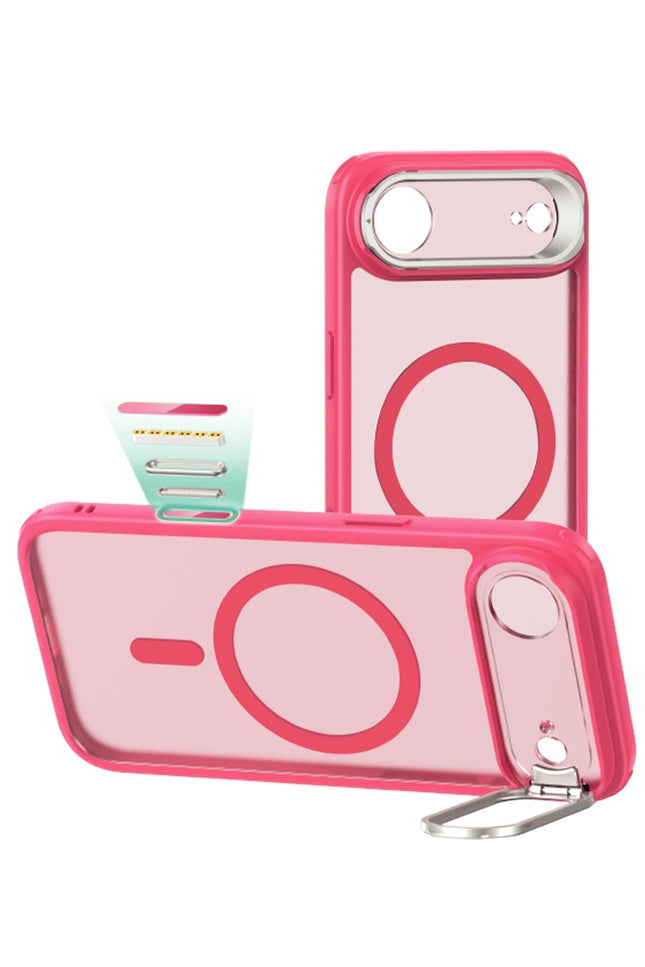 iPhone 17 Air Classic Hybrid Magsafe Standlı Kapak Kılıf - Pembe 2