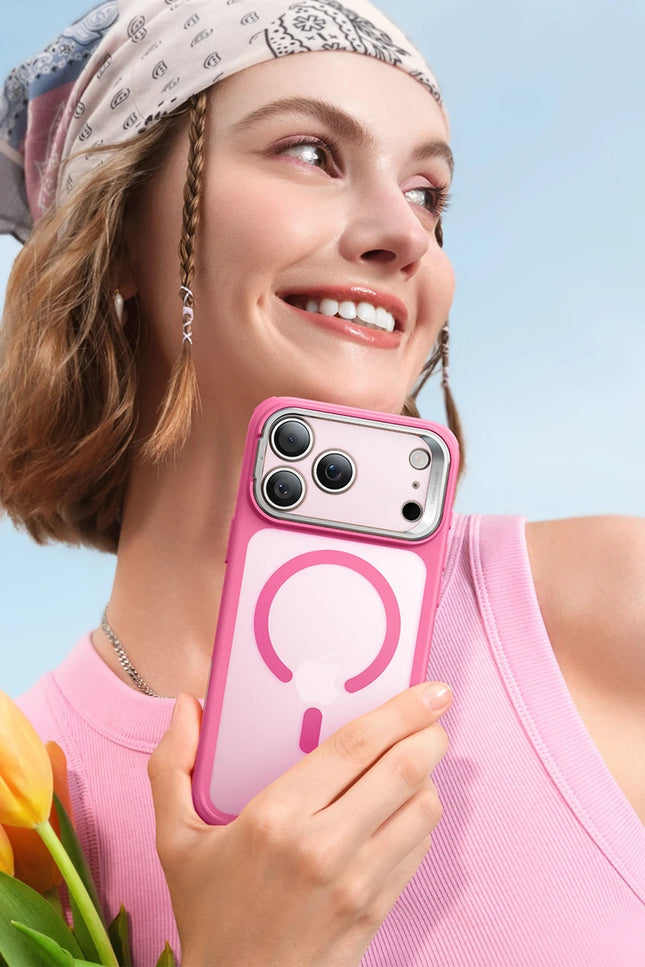 iPhone 17 Air Classic Hybrid Magsafe Standlı Kapak Kılıf - Pembe 5