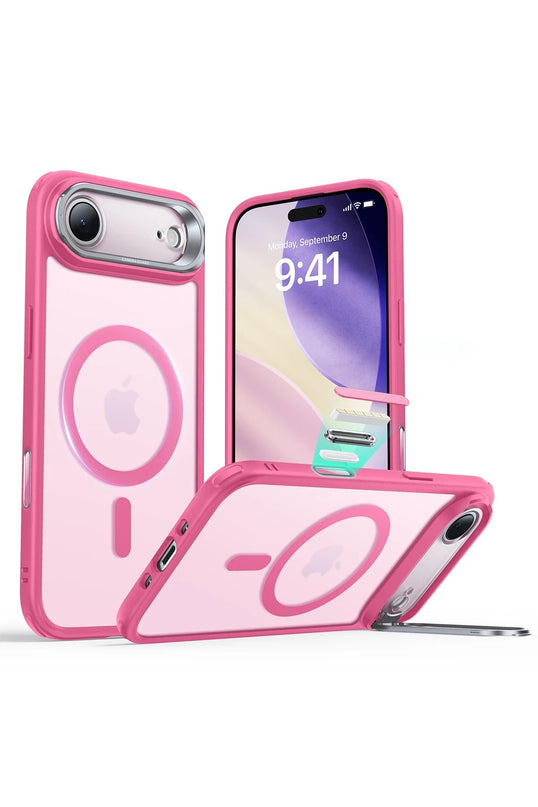 iPhone 17 Air Classic Hybrid Magsafe Standlı Kapak Kılıf - Pembe