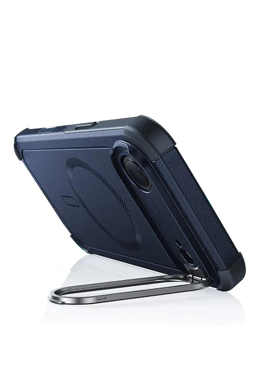 iPhone 17 Air Cyber Tough Magsafe Stantlı Kapak Kılıf - Lacivert 2