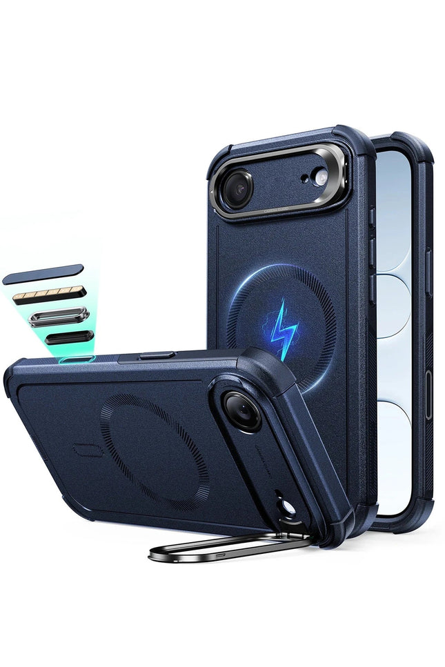 iPhone 17 Air Cyber Tough Magsafe Stantlı Kapak Kılıf - Lacivert