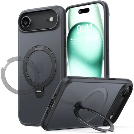 iPhone 17 Air O Stand Spin Serisi Magsafe Kılıf - Siyah 2