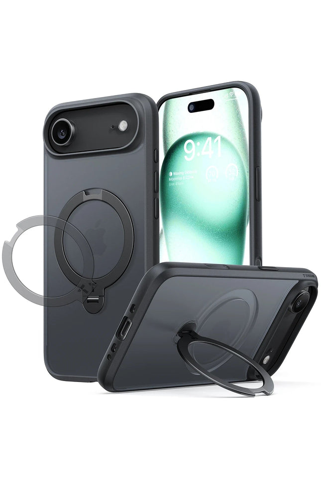 iPhone 17 Air O Stand Spin Serisi Magsafe Kılıf - Siyah 2