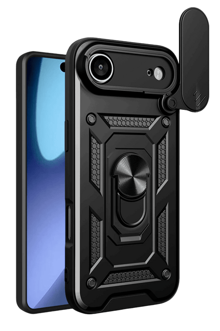 iPhone 17 Air Pars Lens Yüzüklü Silikon Kılıf - Siyah