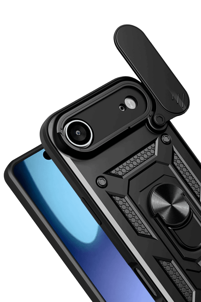 iPhone 17 Air Pars Lens Yüzüklü Silikon Kılıf - Siyah 3