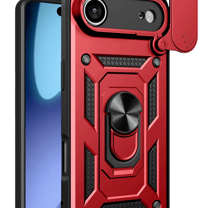 iPhone 17 Air Pars Lens Yüzüklü Silikon Kılıf - Kırmızı