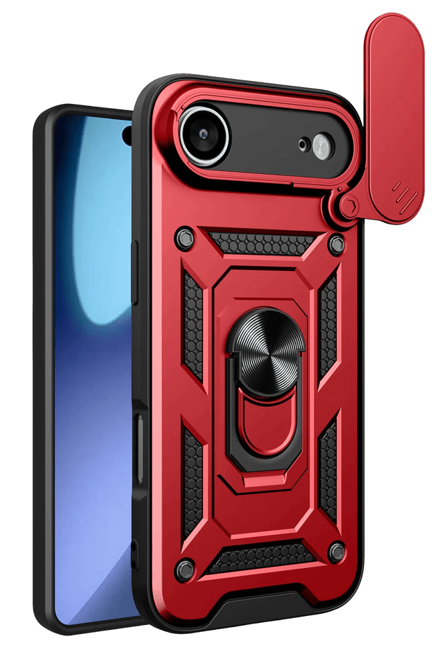 iPhone 17 Air Pars Lens Yüzüklü Silikon Kılıf - Kırmızı