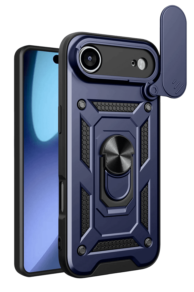 iPhone 17 Air Pars Lens Yüzüklü Silikon Kılıf - Lacivert