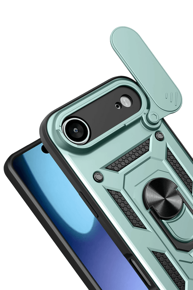 iPhone 17 Air Pars Lens Yüzüklü Silikon Kılıf - Yeşil 3