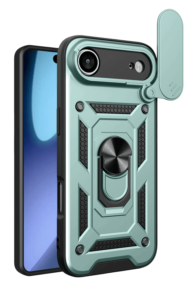 iPhone 17 Air Pars Lens Yüzüklü Silikon Kılıf - Yeşil