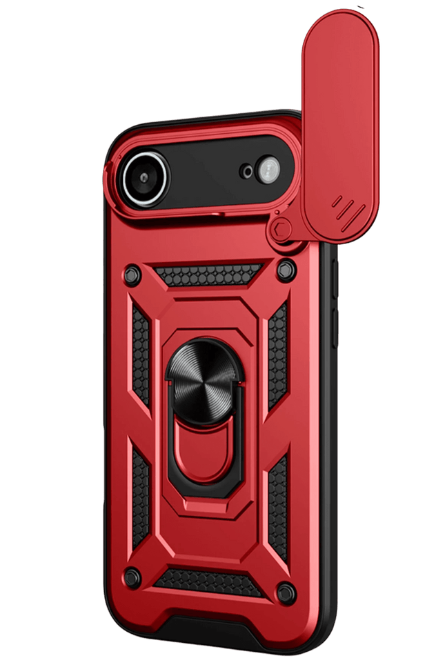 iPhone 17 Air Pars Lens Yüzüklü Silikon Kılıf - Kırmızı 2