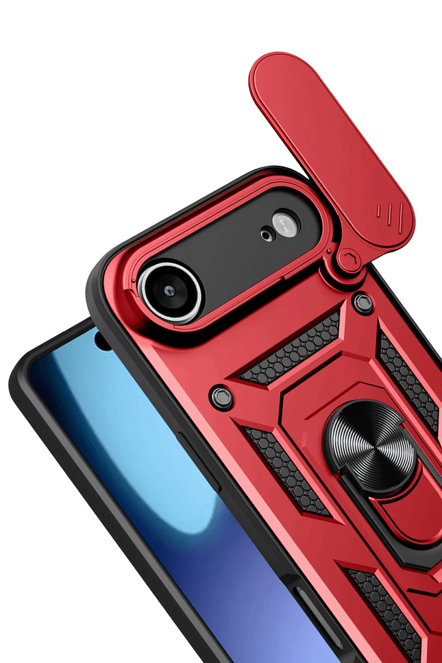iPhone 17 Air Pars Lens Yüzüklü Silikon Kılıf - Kırmızı 3