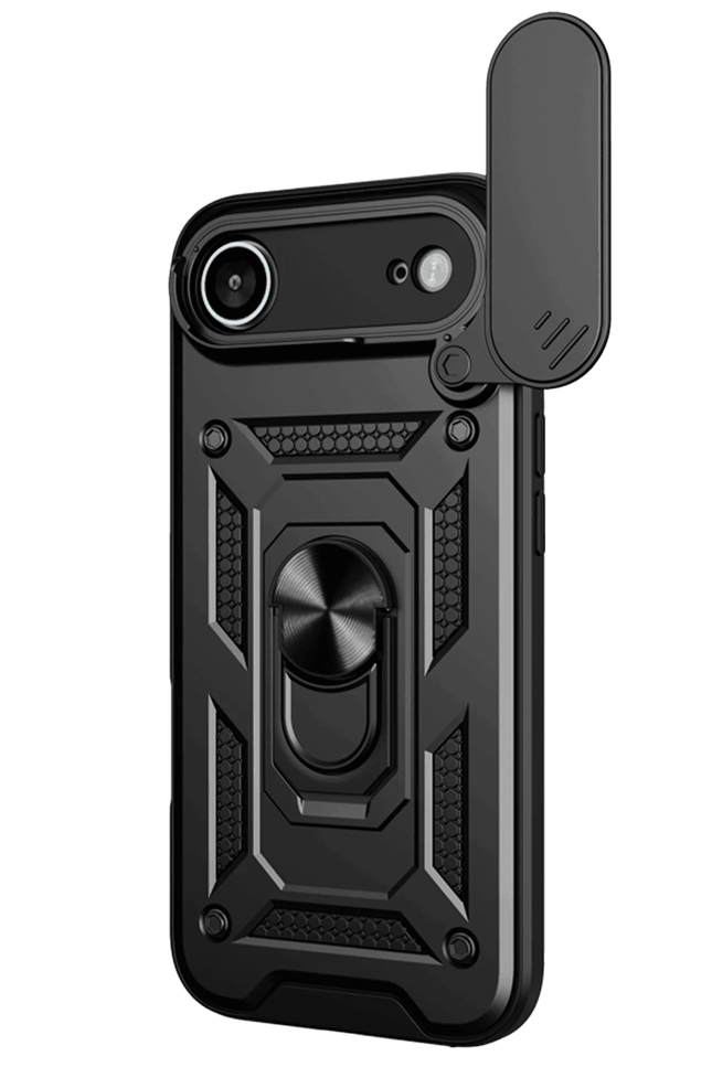 iPhone 17 Air Pars Lens Yüzüklü Silikon Kılıf - Siyah 2