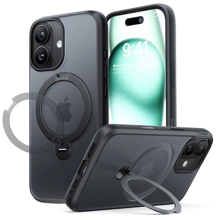 iPhone 17 O Stand Spin Serisi Magsafe Kılıf - Siyah 2