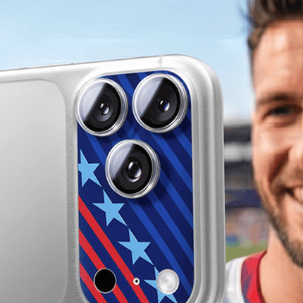 iPhone 17 Pro Camera Go World Cup Serisi Kamera Lens Koruyucu - Kırmızı-Mavi 4