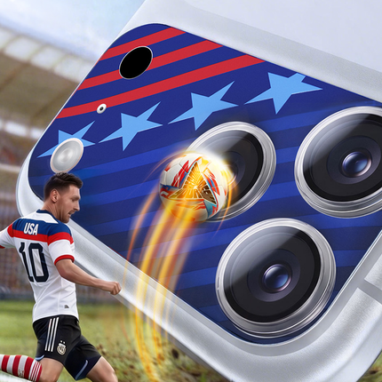 iPhone 17 Pro Camera Go World Cup Serisi Kamera Lens Koruyucu - Kırmızı-Mavi 6