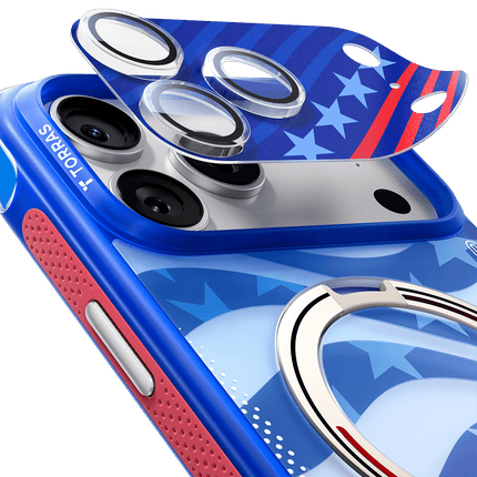 iPhone 17 Pro Camera Go World Cup Serisi Kamera Lens Koruyucu - Kırmızı-Mavi 2
