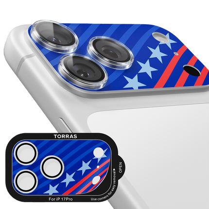 iPhone 17 Pro Camera Go World Cup Serisi Kamera Lens Koruyucu - Kırmızı-Mavi