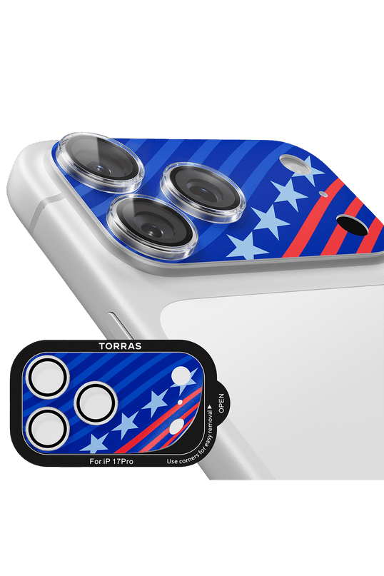 iPhone 17 Pro Camera Go World Cup Serisi Kamera Lens Koruyucu - Kırmızı-Mavi