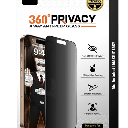 iPhone 17 Pro Max 4 Way Anti Spy 360 Privacy Cam Ekran Koruyucu