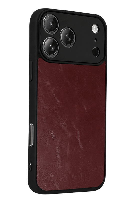 iPhone 17 Pro Max Aras Deri Kapak Kılıf - Bordo 3
