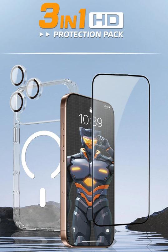 iPhone 17 Pro Max Crystal Clear Magsafe 3in1 Ekran Koruyucu ve Kamera Lens Koruyucu Kılıf 7