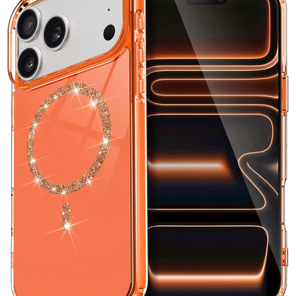 iPhone 17 Pro Max Live Diamond Magsafe Kapak Kılıf - Turuncu