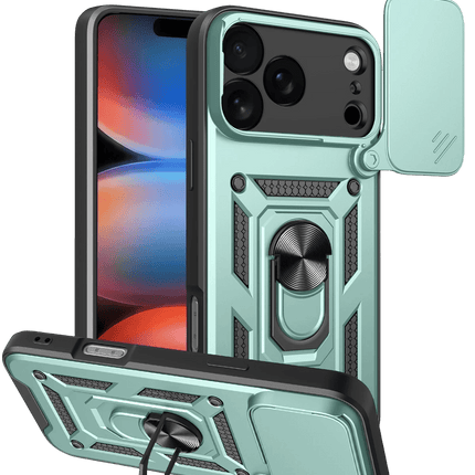 iPhone 17 Pro Max Pars Lens Yüzüklü Silikon Kılıf - Yeşil