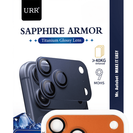 iPhone 17 Pro Max Sapphire Armor Kamera Lens Koruyucu - Turuncu