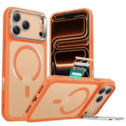 iPhone 17 Pro Max/18 Pro Max Classic Hybrid Magsafe Standlı Kapak Kılıf - Turuncu